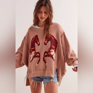 Free People We The Free Graphic Camden Pullover | Mirrored Horses